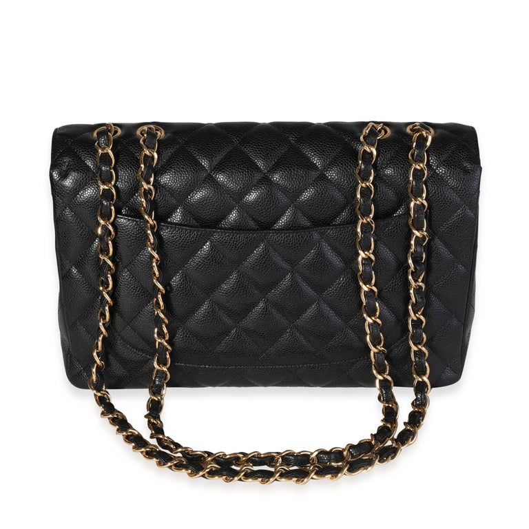 Chanel Black Quilted Caviar Jumbo Classic Single Flap Bag For Sale at  1stDibs