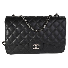 Chanel Black Quilted Caviar Jumbo Classic Single Flap Bag