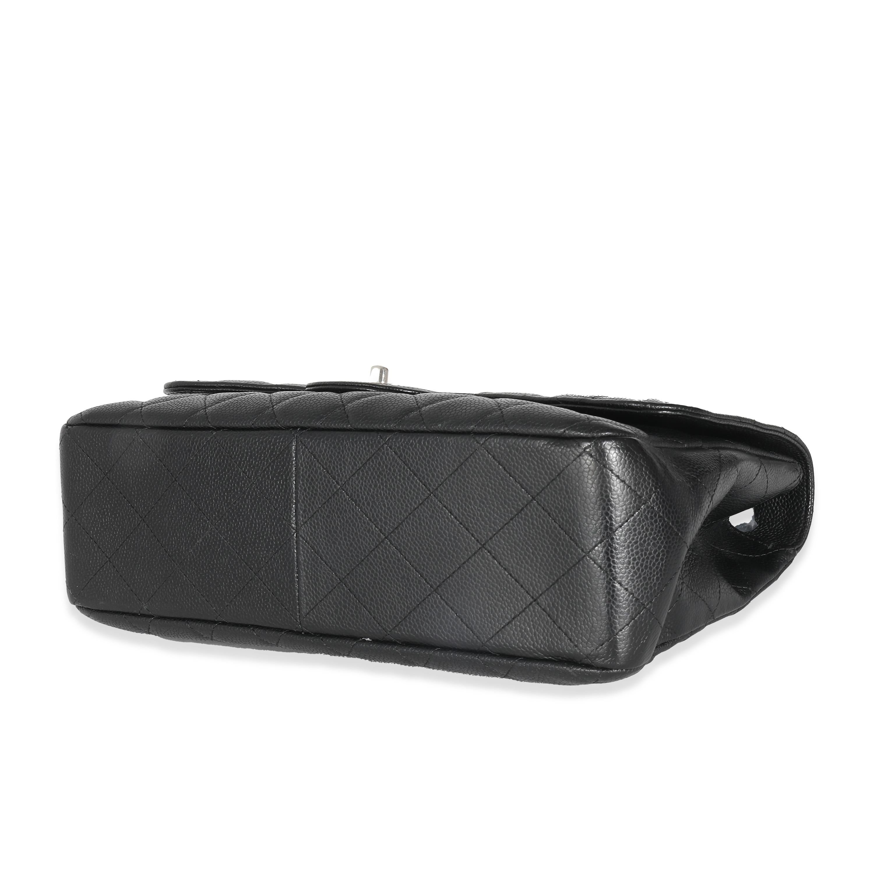 Women's Chanel Black Quilted Caviar Jumbo Classic Single Flap For Sale