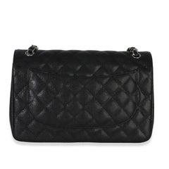 Chanel Black Quilted Caviar Jumbo Double Flap Bag