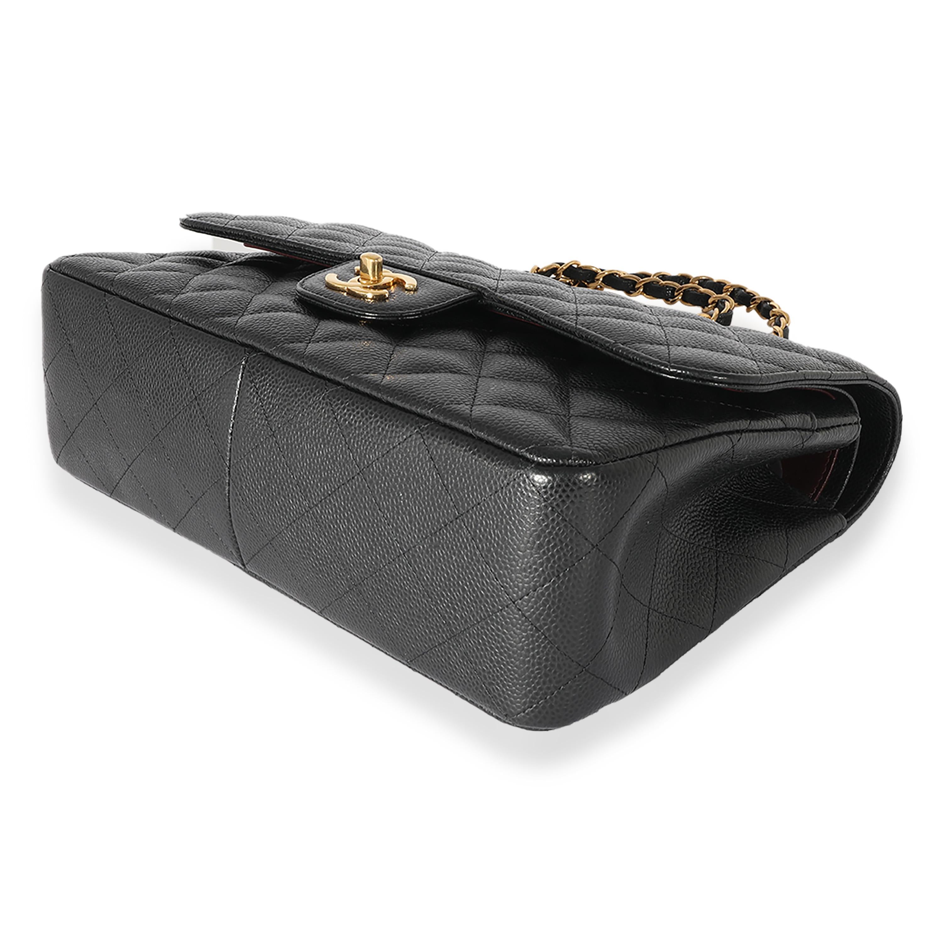 Chanel Black Quilted Caviar Jumbo Double Flap Bag For Sale at 1stDibs