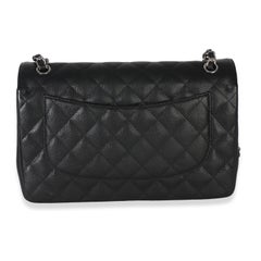 Chanel Black Quilted Caviar Jumbo Double Flap Handbag