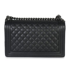Chanel Black Quilted Caviar Large Boy Bag