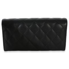 Chanel Black Quilted Caviar Large Gusset Flap Wallet