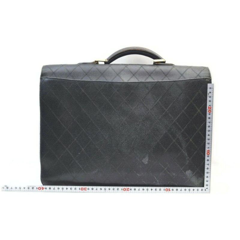 Chanel Black Quilted Caviar Leather Attache Briefcase 862467 For Sale 3