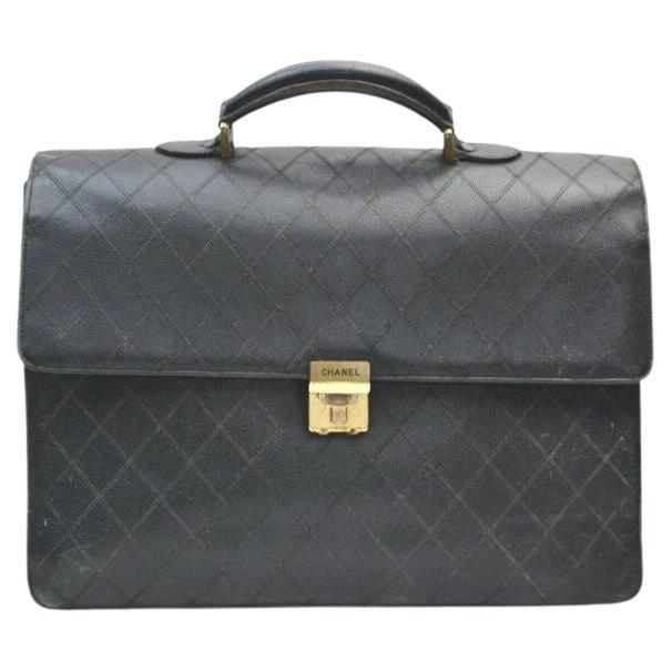 Chanel Black Quilted Caviar Leather Attache Briefcase 862467 For Sale