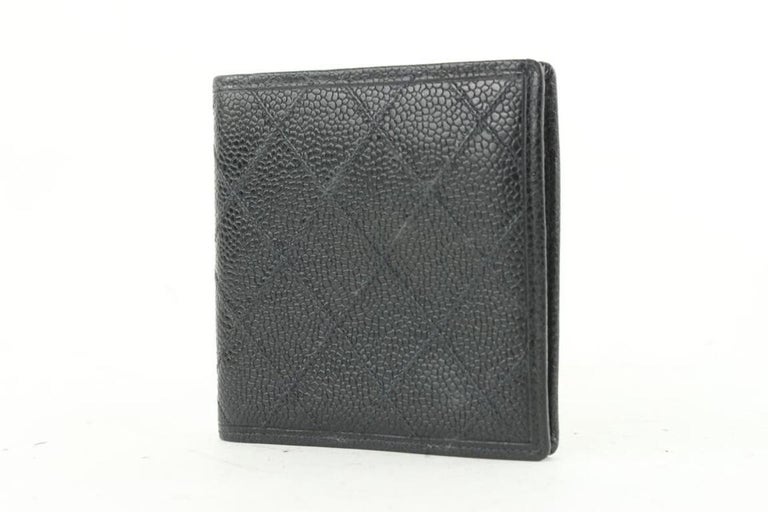 Chanel Black Quilted Caviar Leather Bifold Men's Wallet 667cas618 For Sale  at 1stDibs