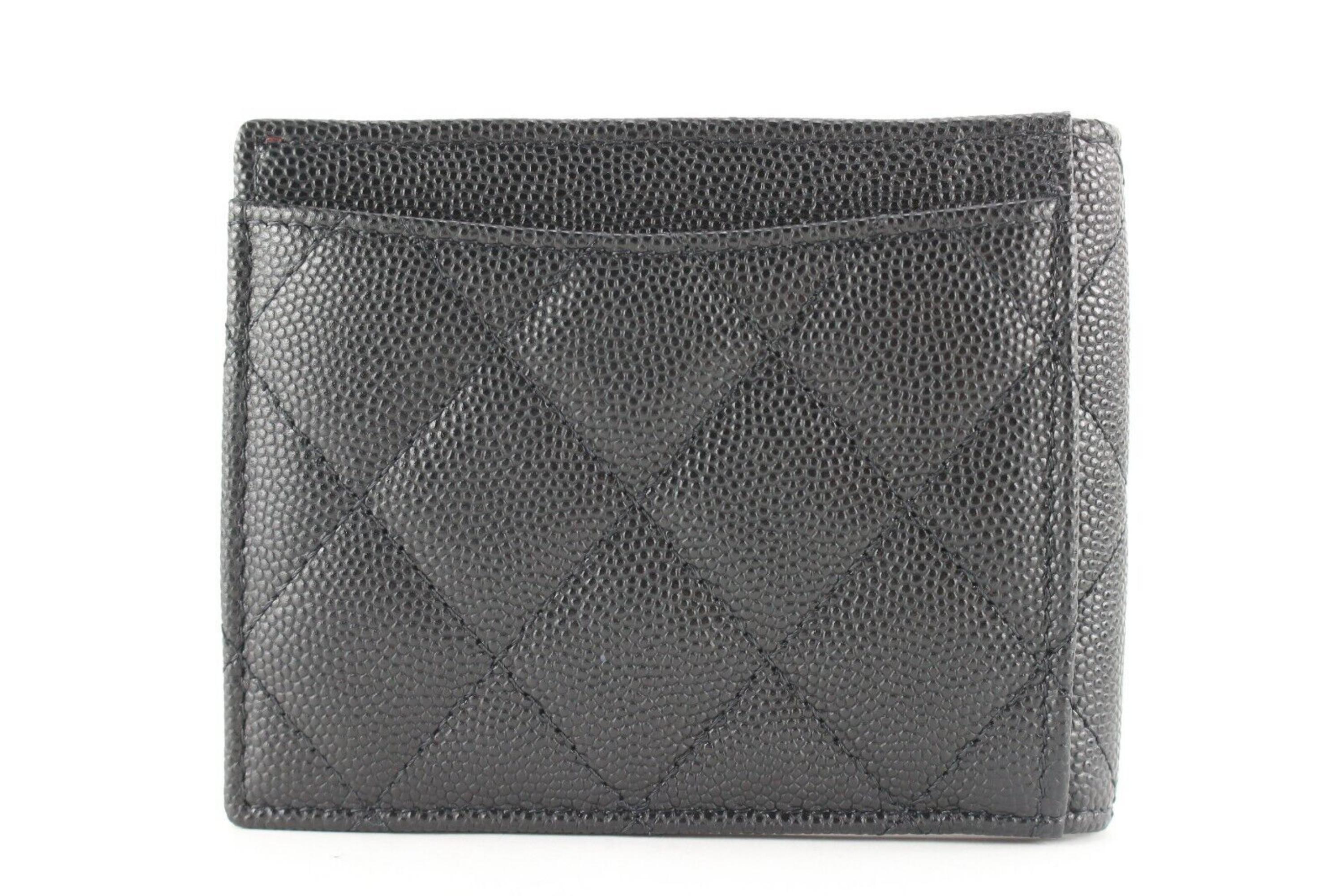 Women's Chanel Black Quilted Caviar Leather Bifold Wallet 1CK0215