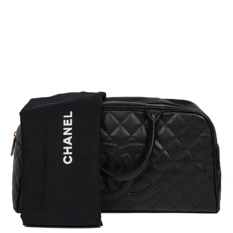 CHANEL Black Quilted Caviar Leather Boston Bag For Sale at 1stDibs