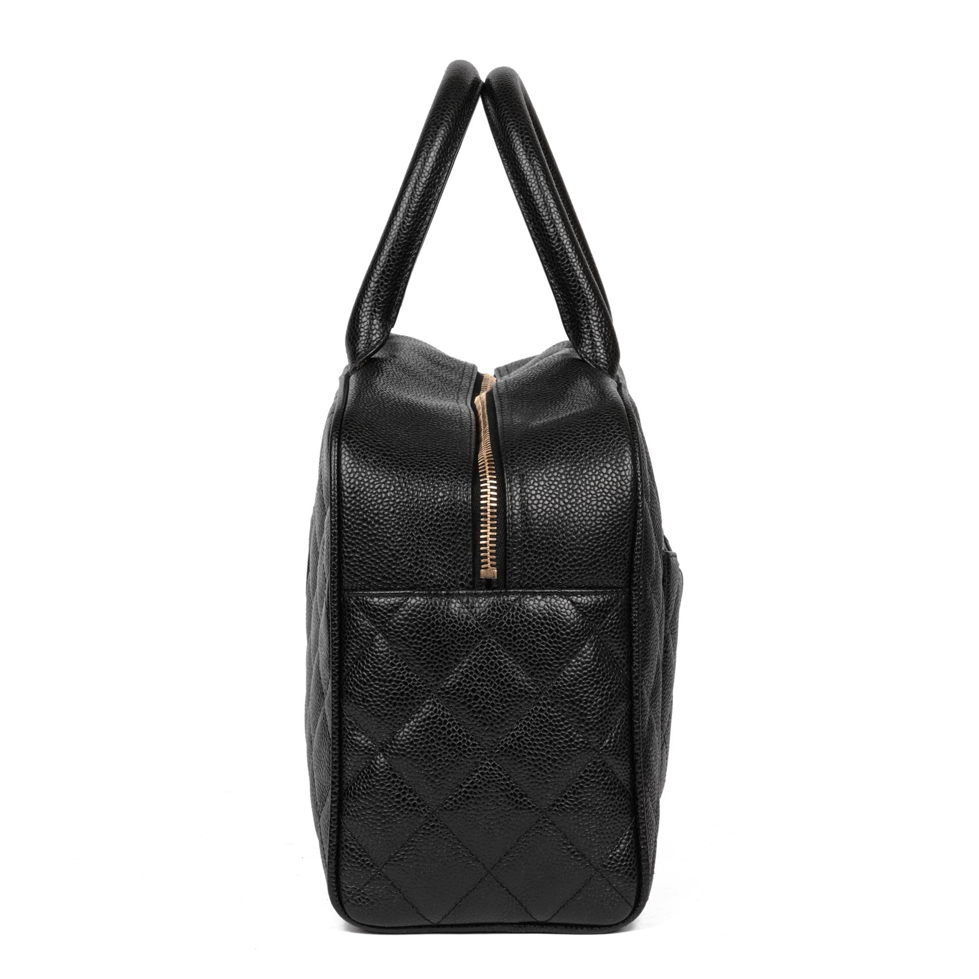CHANEL Black Quilted Caviar Leather Boston Bag In Excellent Condition In Bishop's Stortford, Hertfordshire