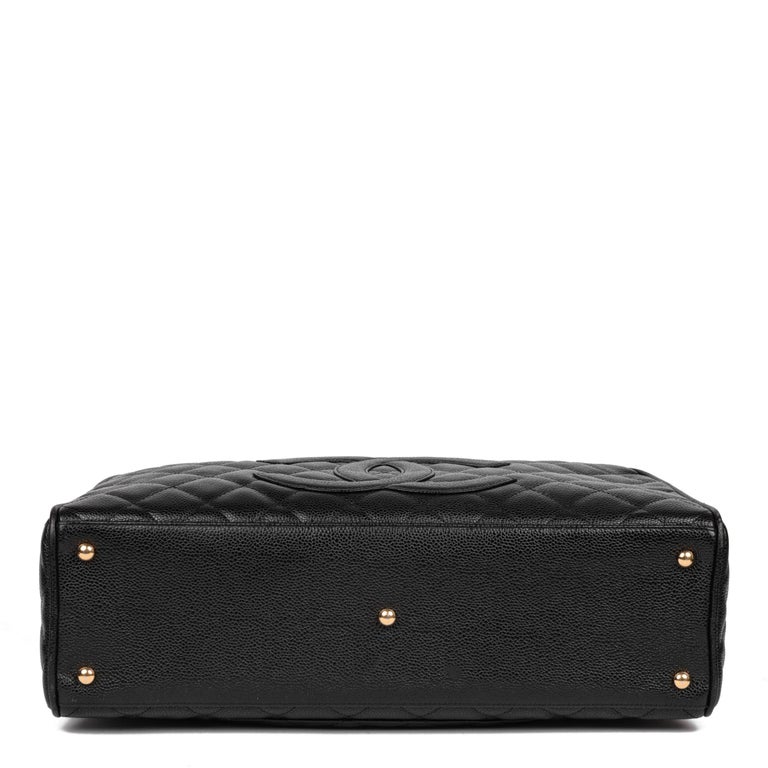 CHANEL Black Quilted Caviar Leather Boston Bag For Sale at 1stDibs