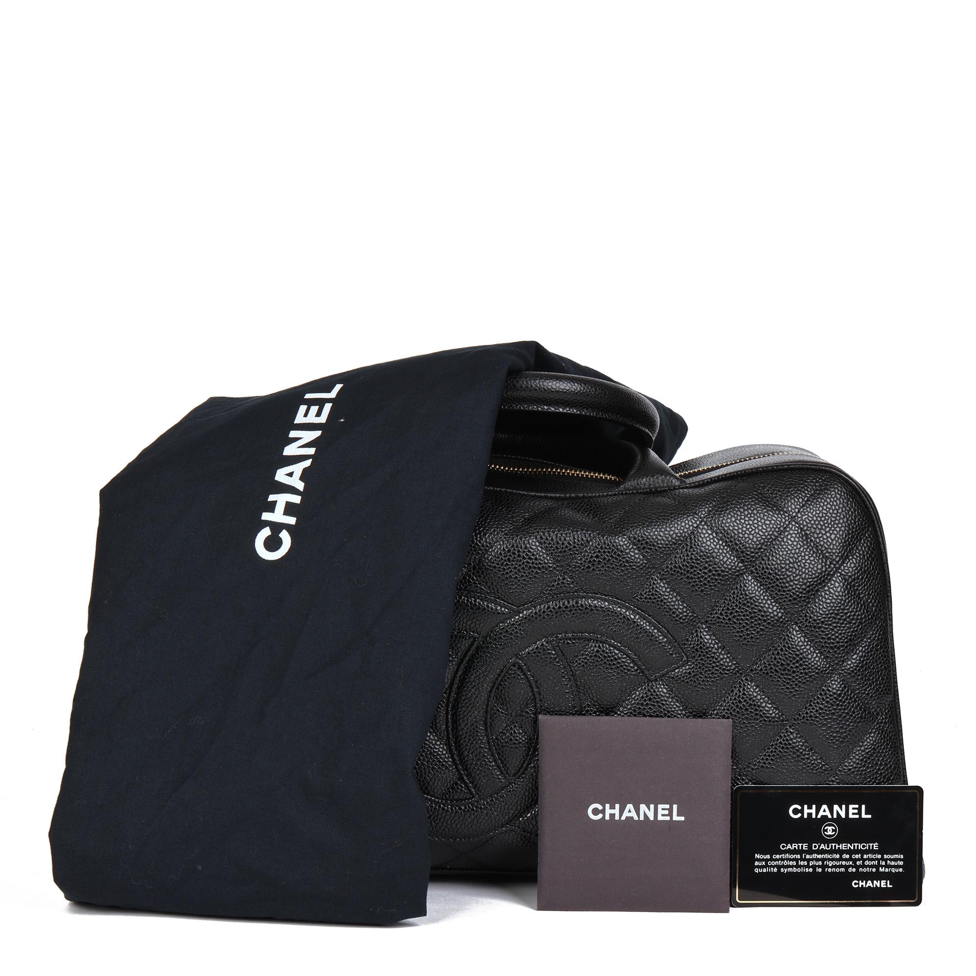 CHANEL Black Quilted Caviar Leather Boston 8