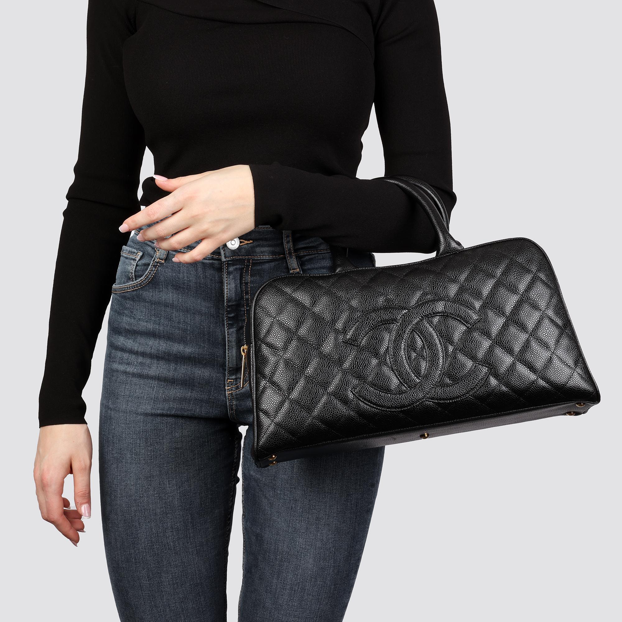 CHANEL Black Quilted Caviar Leather Boston 9
