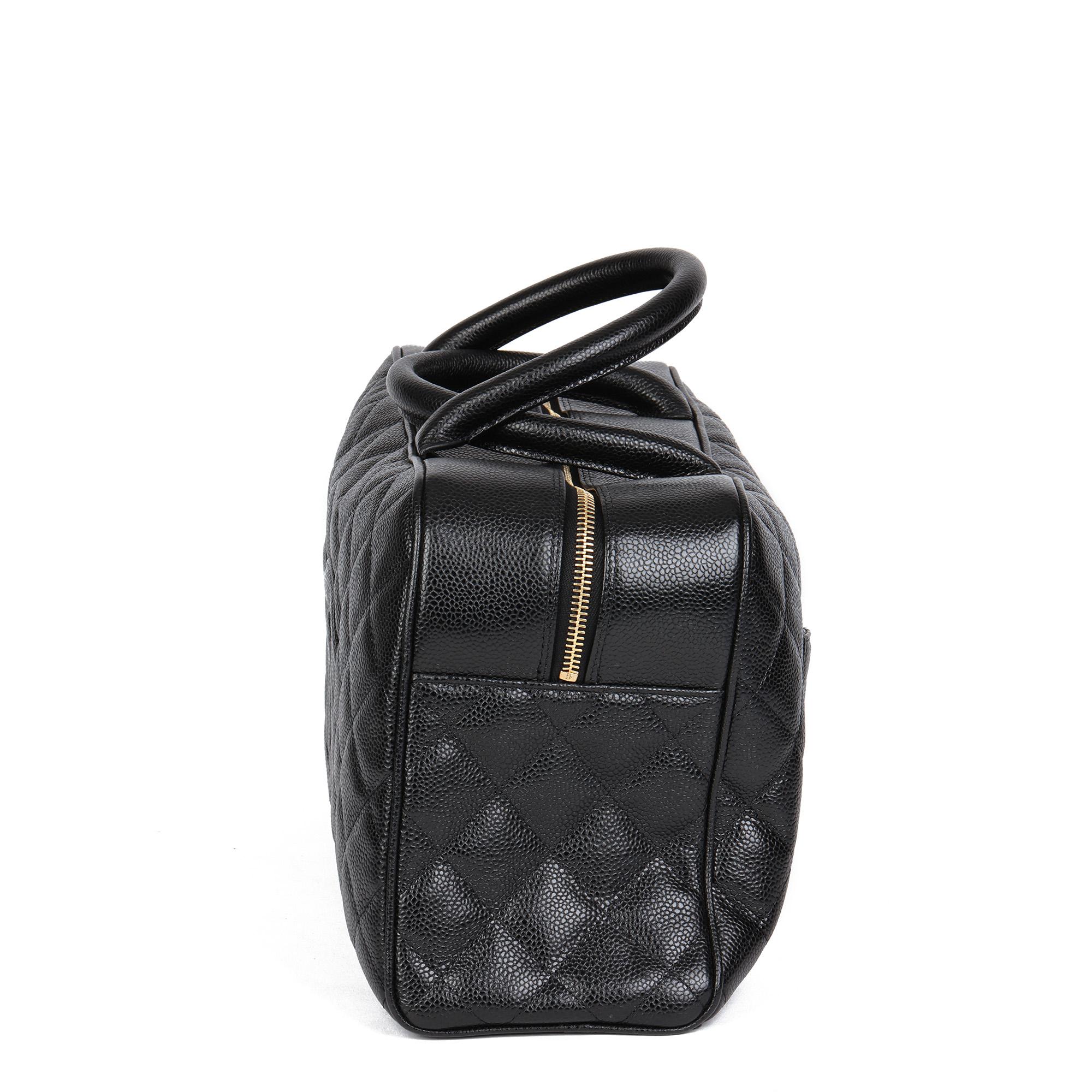 Women's CHANEL Black Quilted Caviar Leather Boston