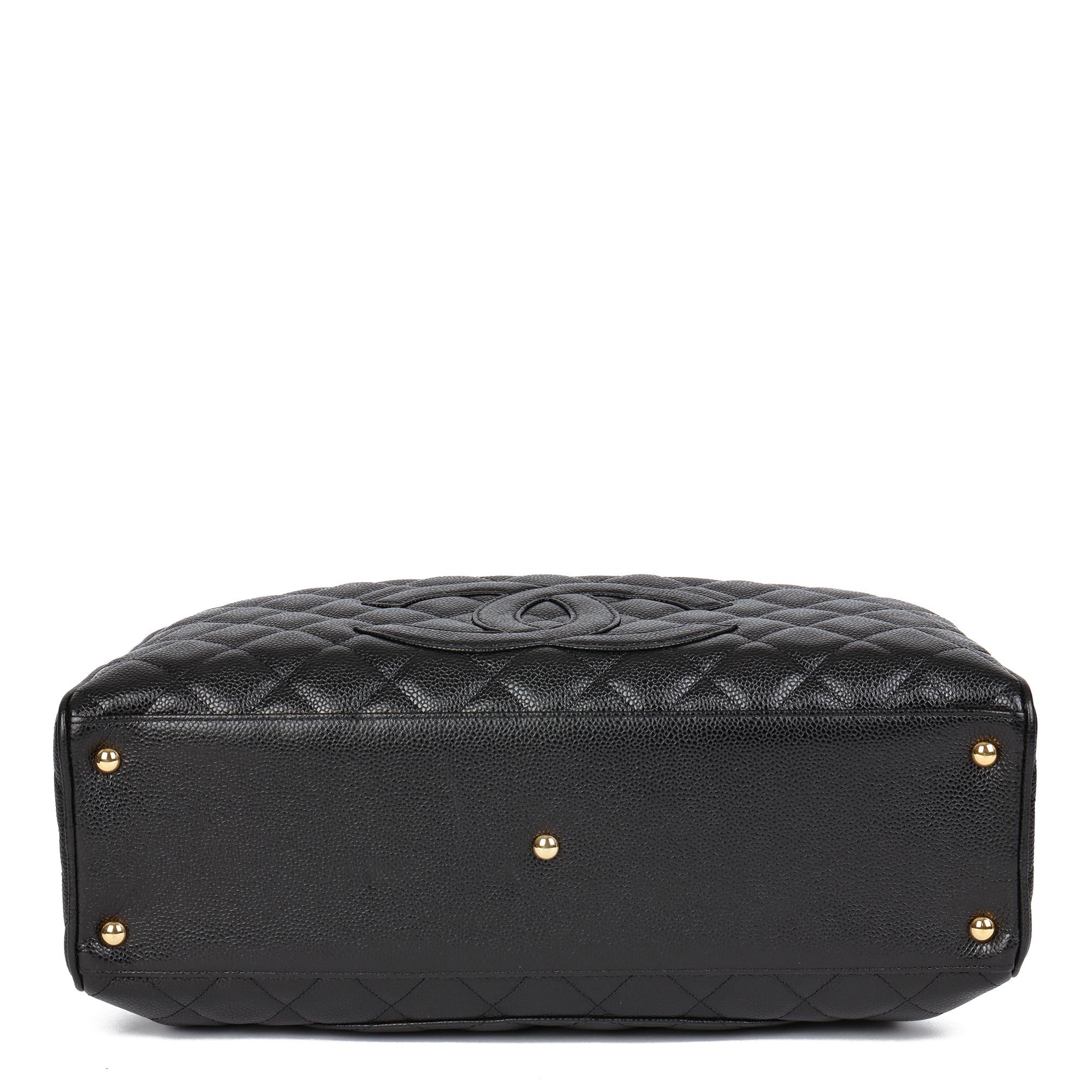 CHANEL Black Quilted Caviar Leather Boston 2