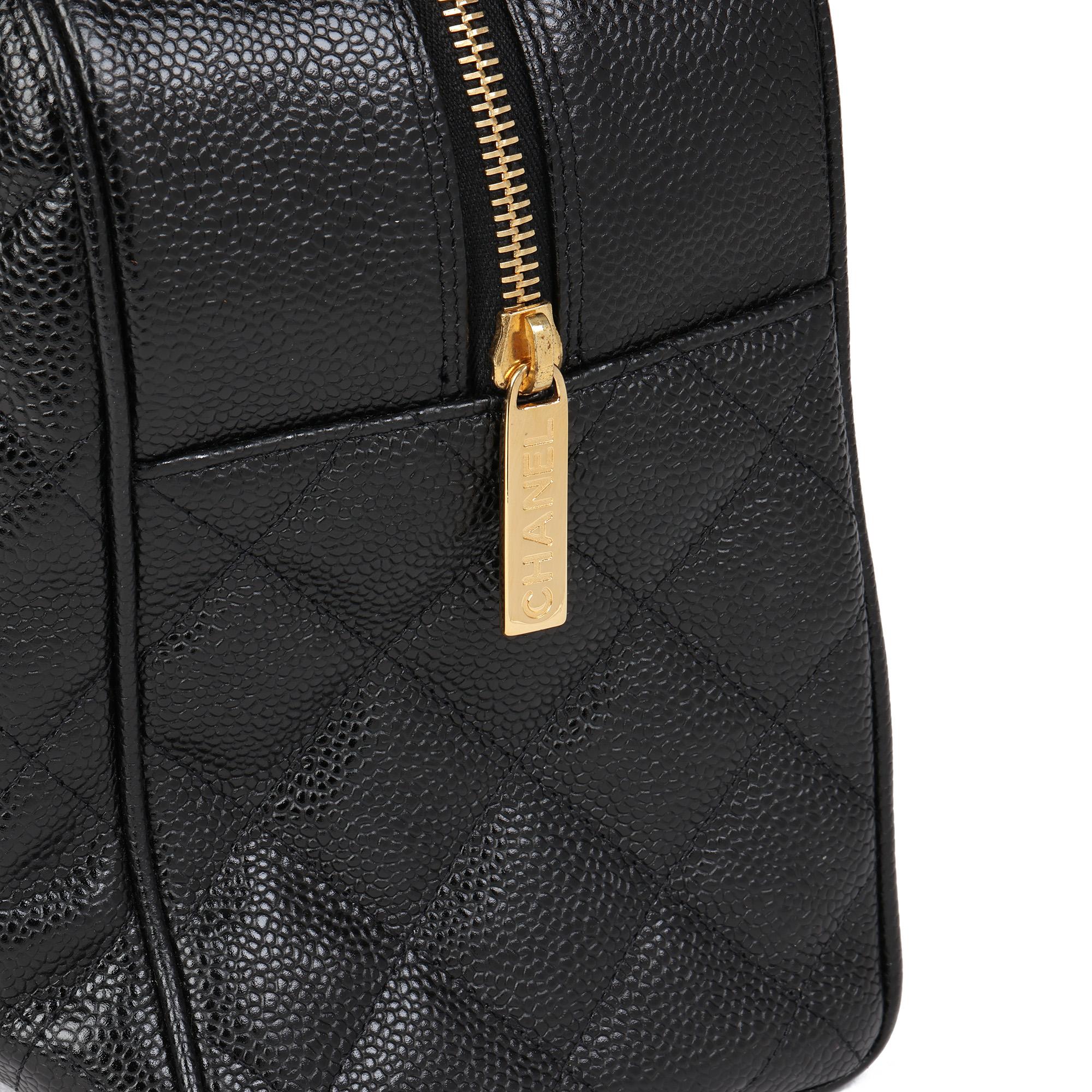 CHANEL Black Quilted Caviar Leather Boston 3