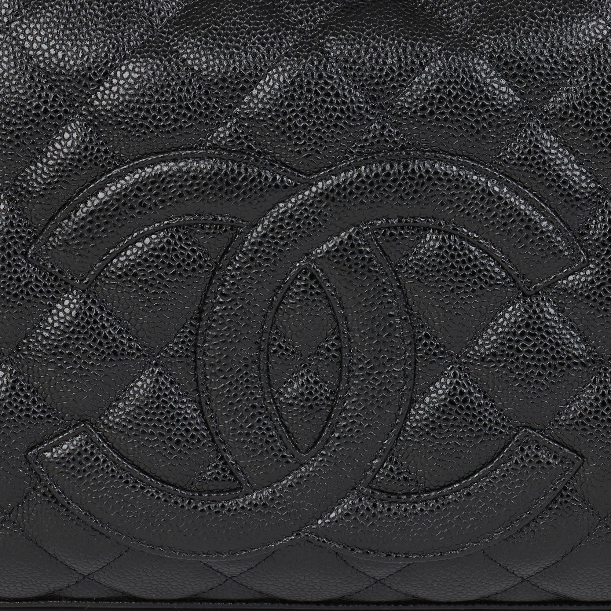 CHANEL Black Quilted Caviar Leather Boston 4