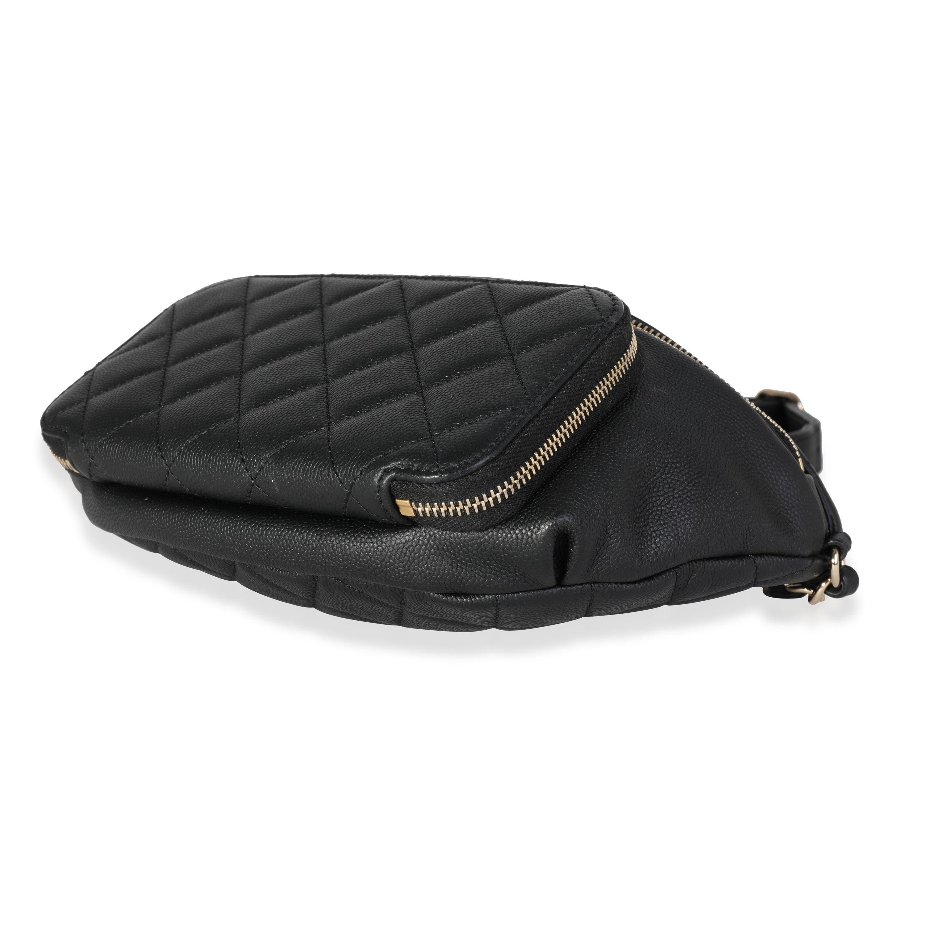 Chanel Schwarze gesteppte Gürteltasche aus Kaviarleder Business Affinity Damen