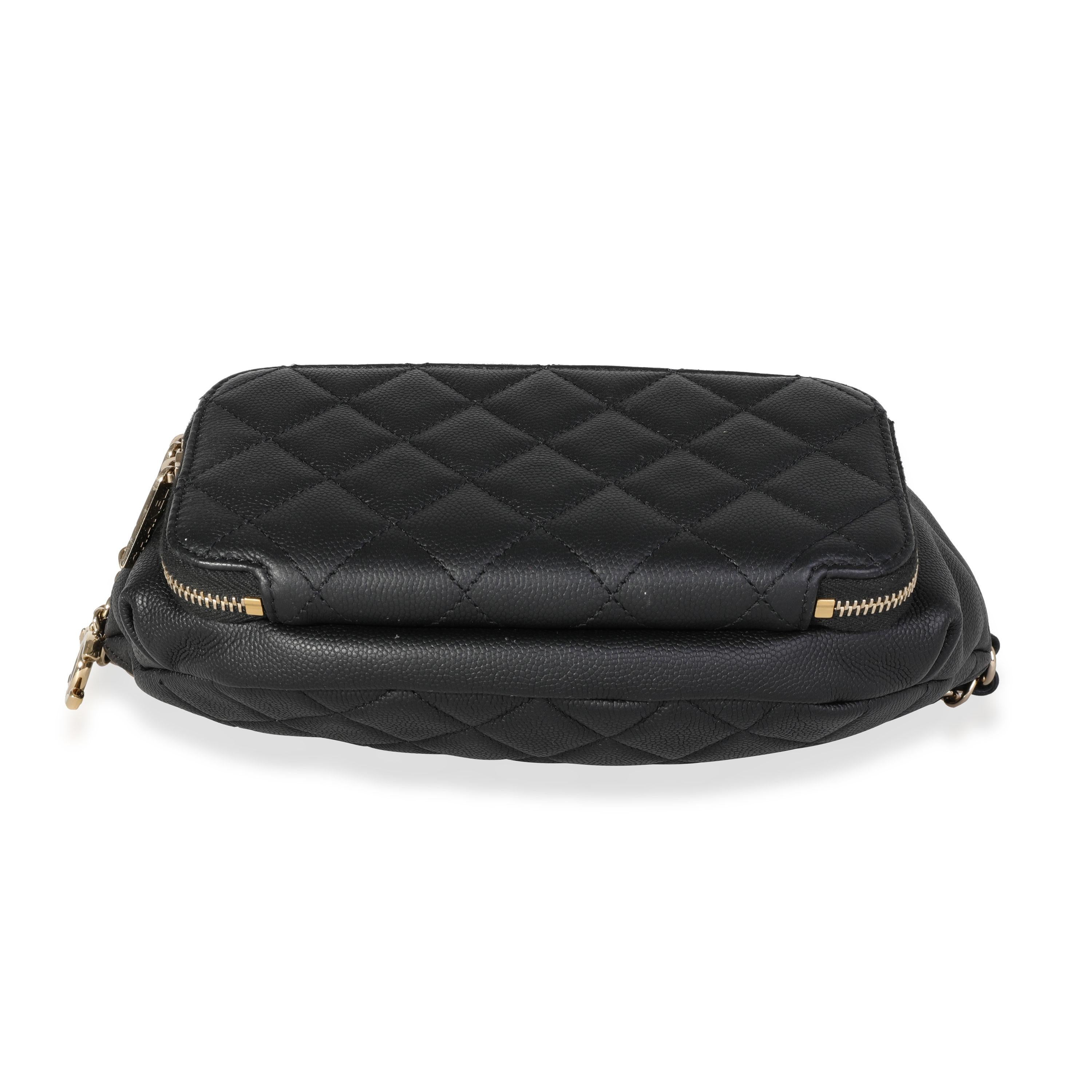 Chanel Schwarze gesteppte Gürteltasche aus Kaviarleder Business Affinity 3