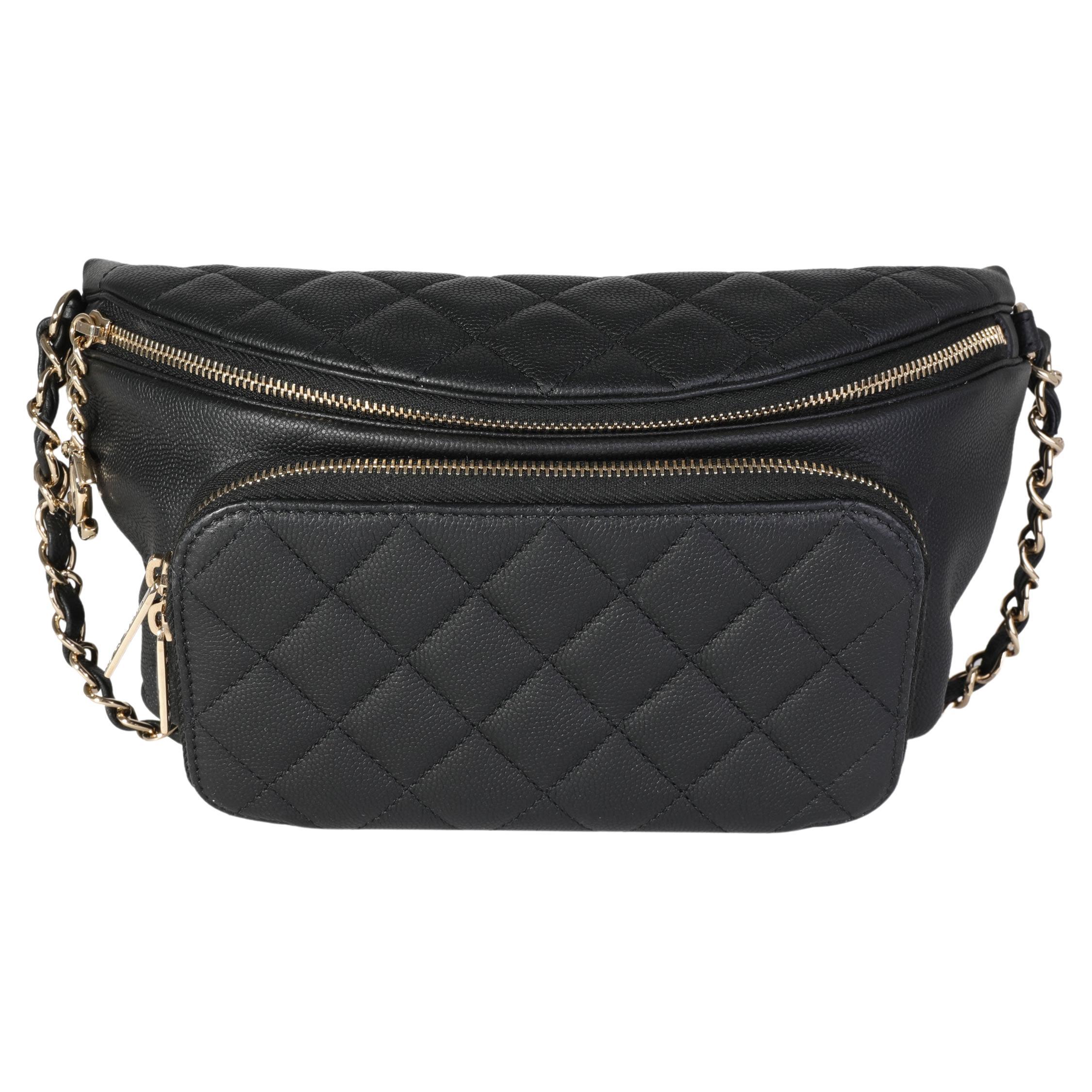 Chanel Black Quilted Caviar Leather Business Affinity Waist Belt