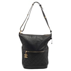 Chanel Nero Trapuntato Caviale Pelle Stile Casual Hobo