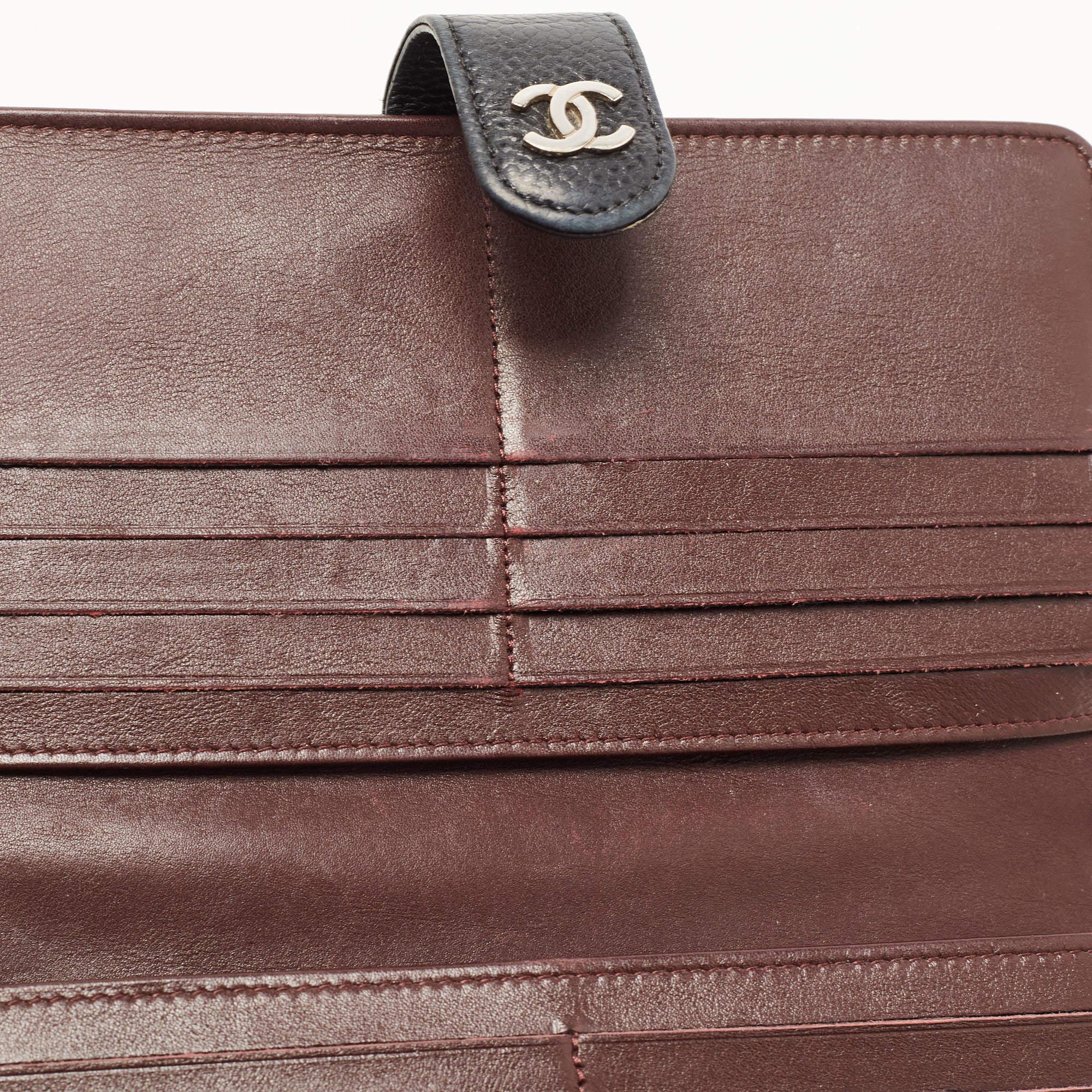 Chanel Black Quilted Caviar Leather CC Continental Zip Wallet 4