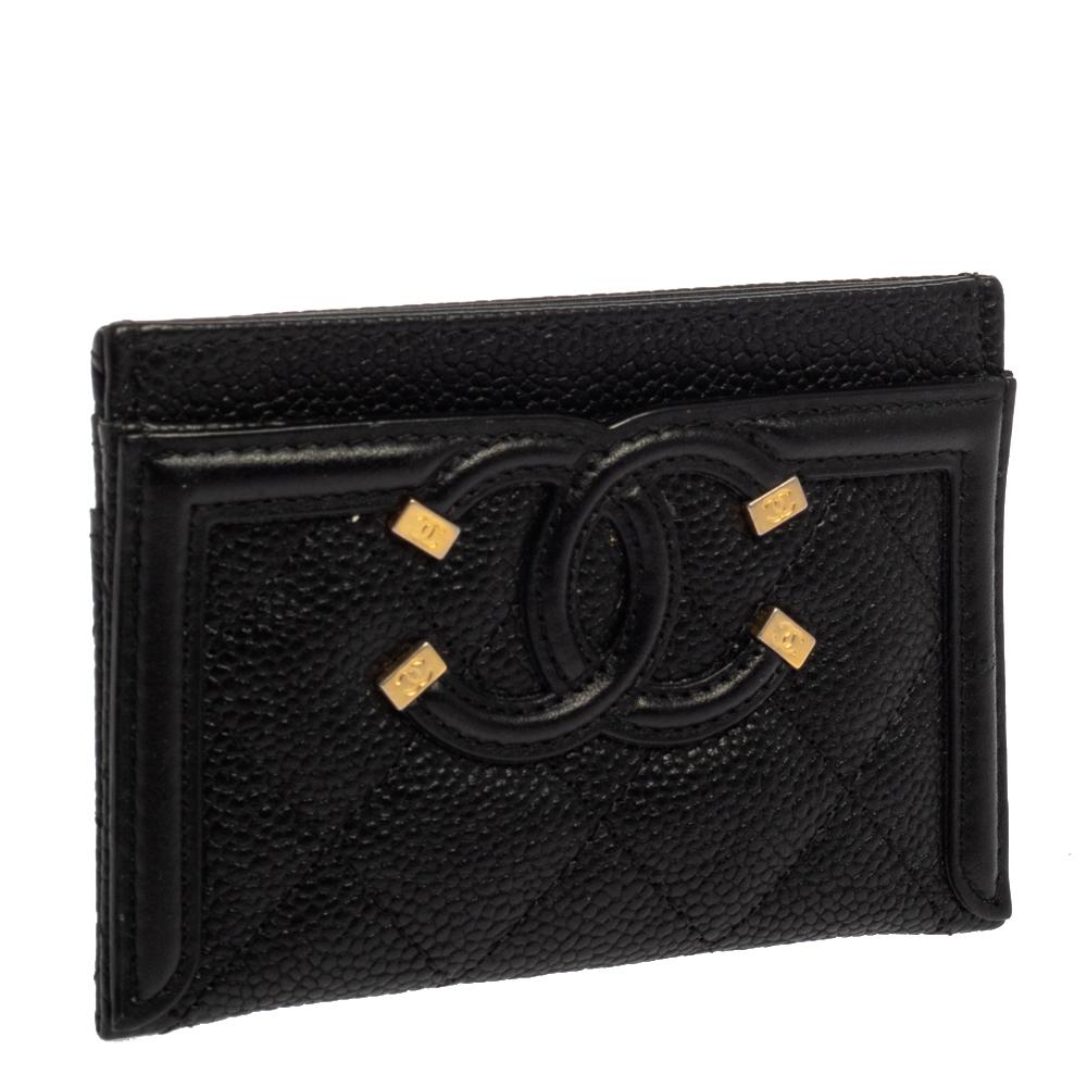 chanel filigree card holder