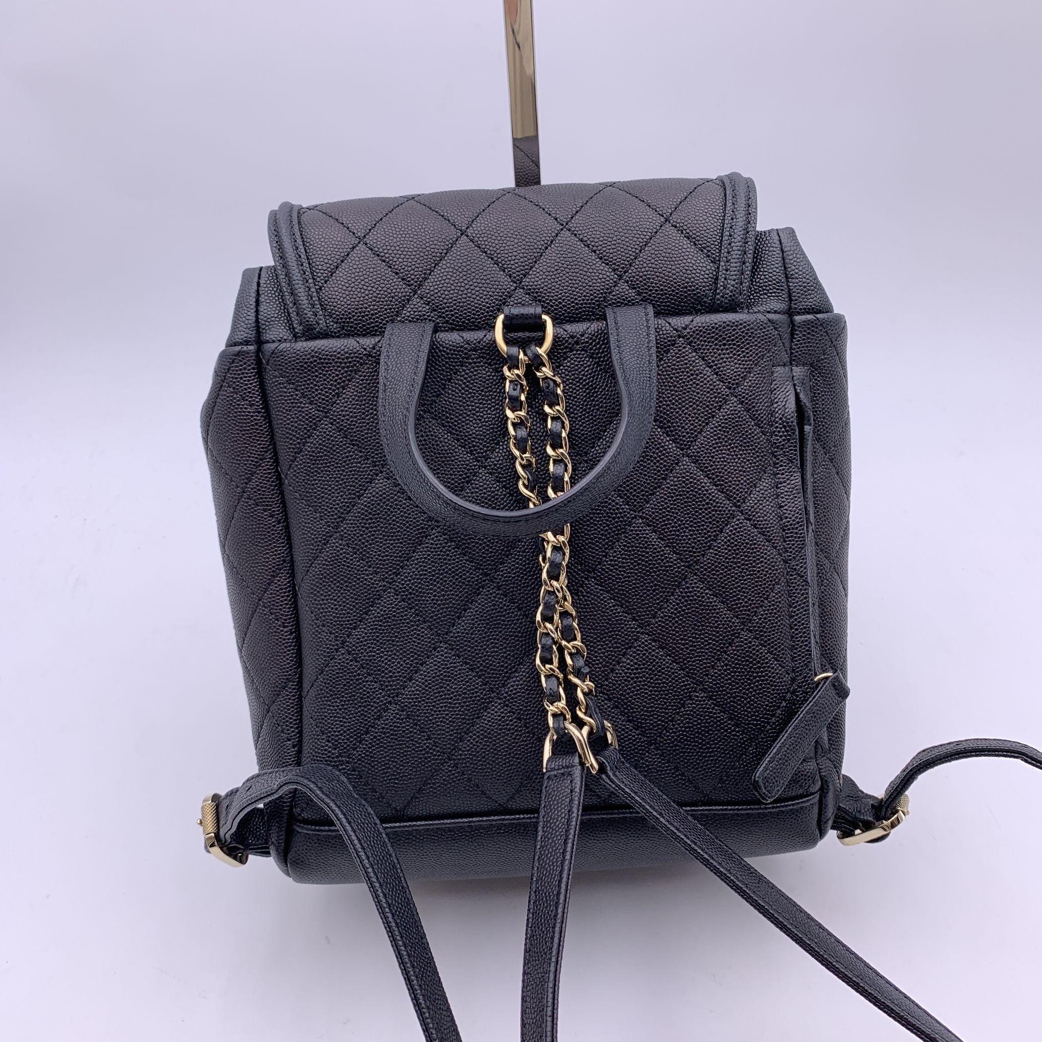 Chanel Black Quilted Caviar Leather CC Filigree Small Backpack Bag 1