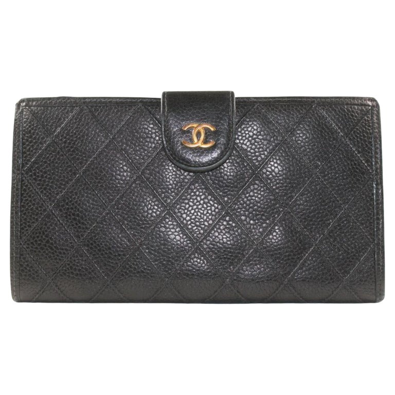 Chanel Black Leather CC Timeless L Gusset Continental Wallet