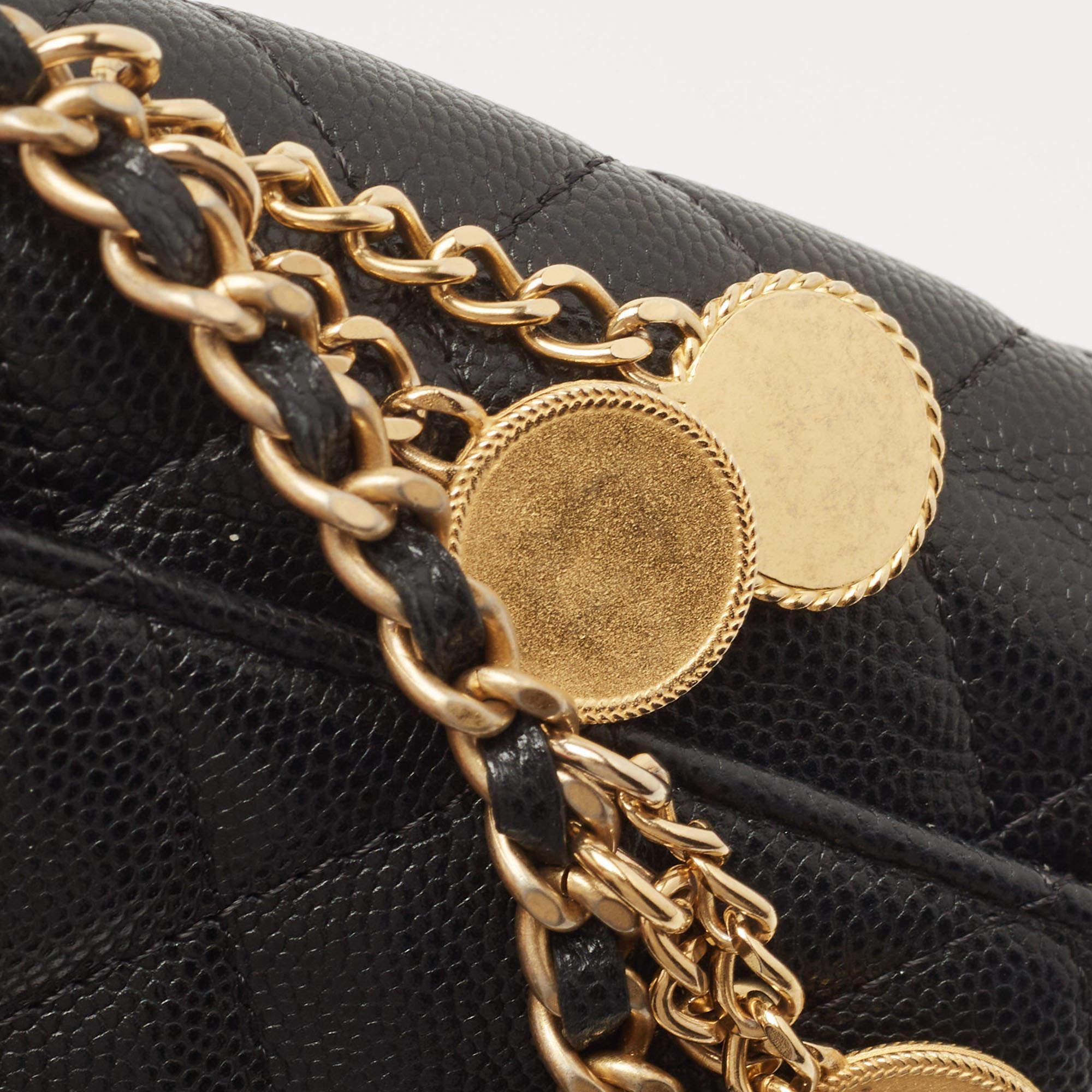 Chanel Black Quilted Caviar Leather CC Medallion Chain Phone Crossbody Bag 8