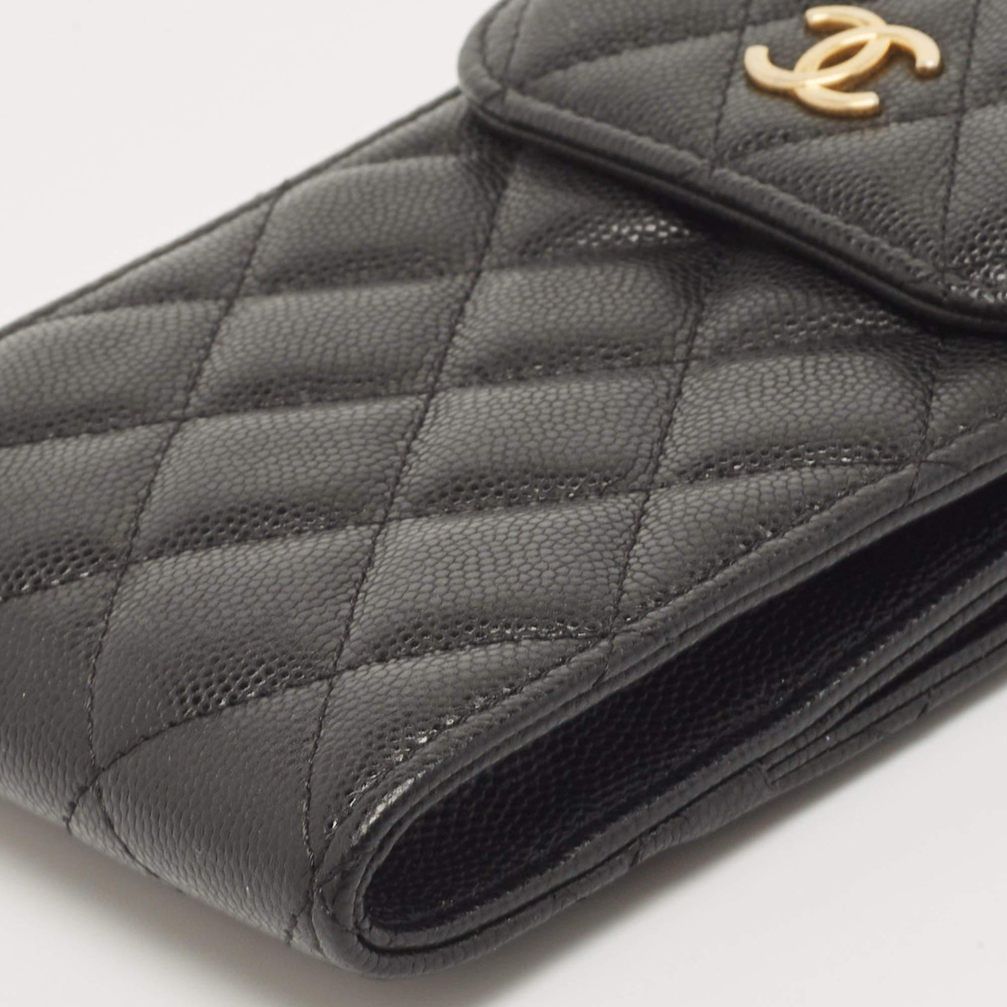 Chanel Black Quilted Caviar Leather CC Medallion Chain Phone Crossbody Bag 2