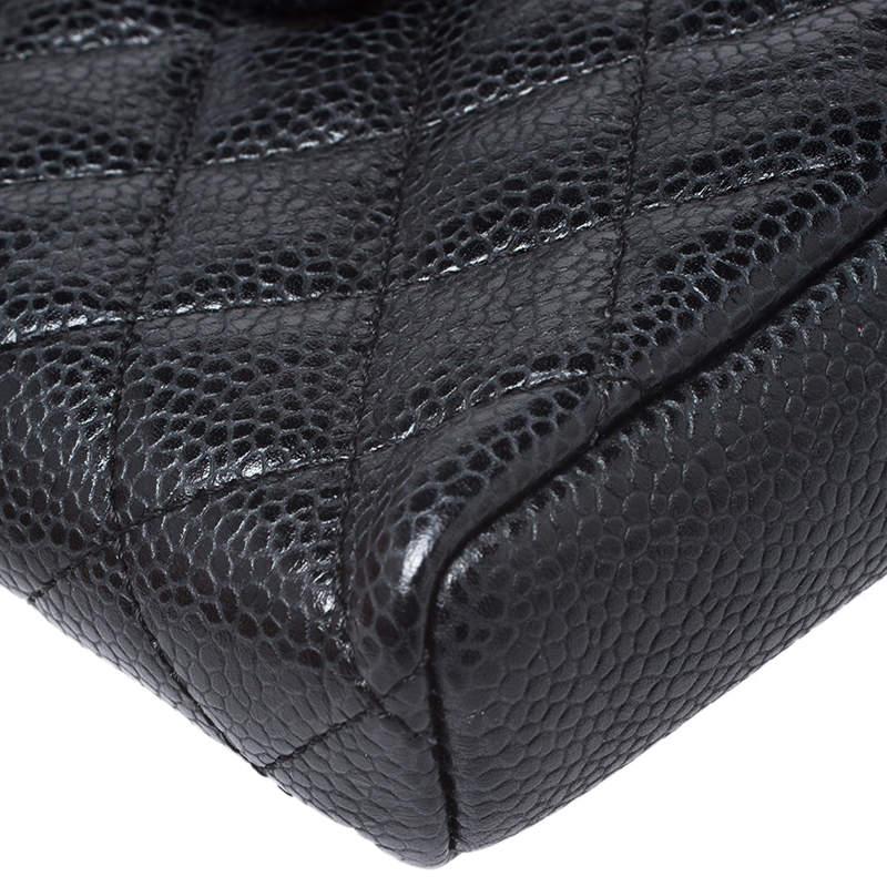 Chanel Black Quilted Caviar Leather CC Phone Pouch For Sale 1