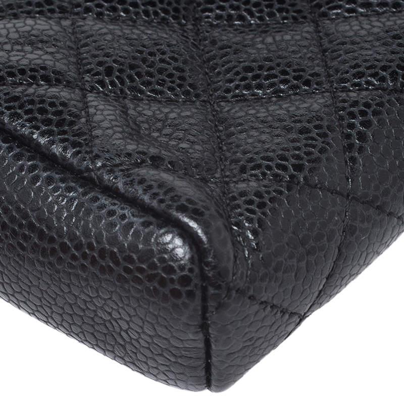 Chanel Black Quilted Caviar Leather CC Phone Pouch For Sale 2