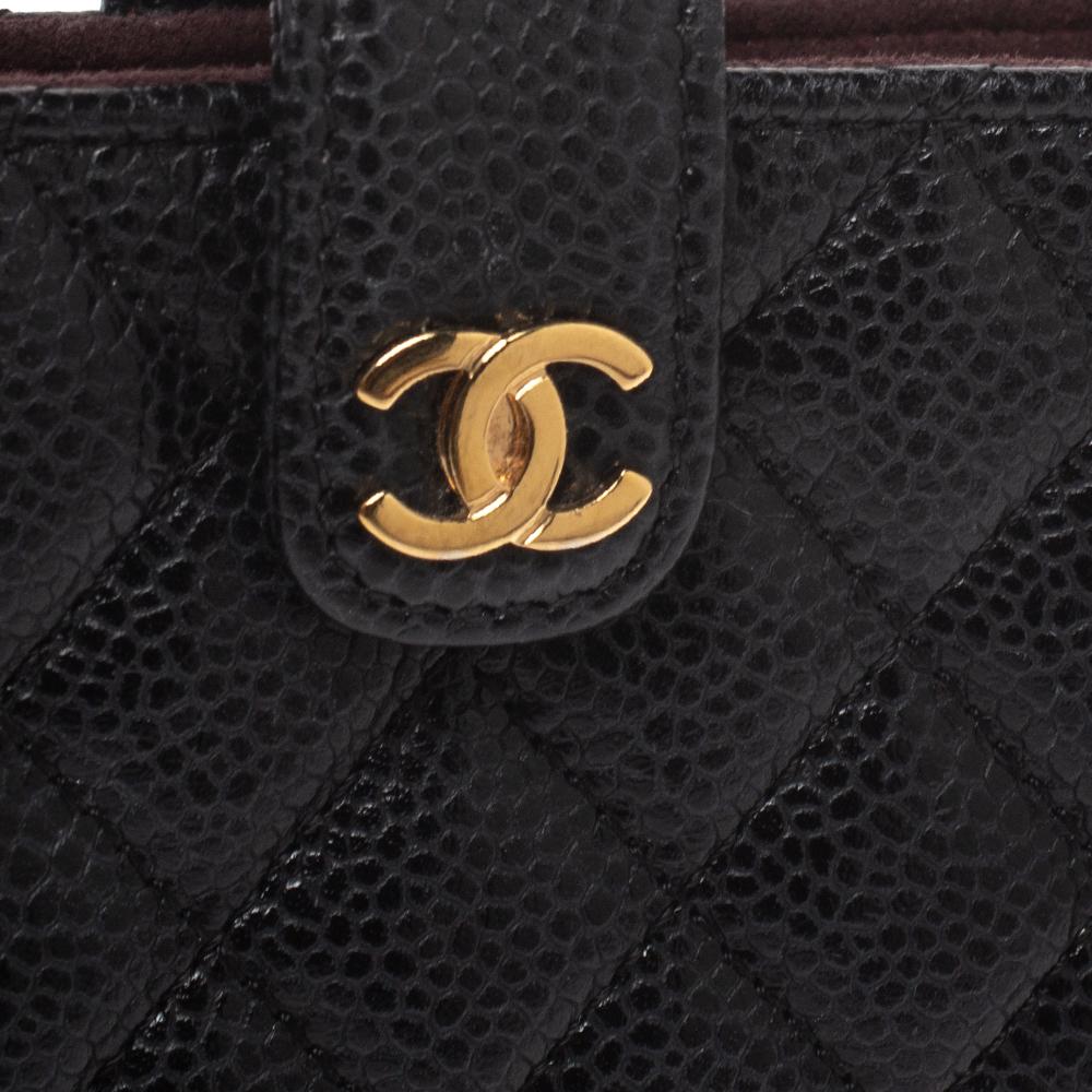 Chanel Black Quilted Caviar Leather CC Phone Pouch 3