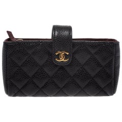 Chanel Black Quilted Caviar Leather CC Phone Pouch