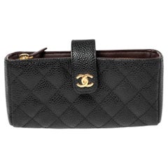 Chanel Black Quilted Caviar Leather CC Phone Pouch