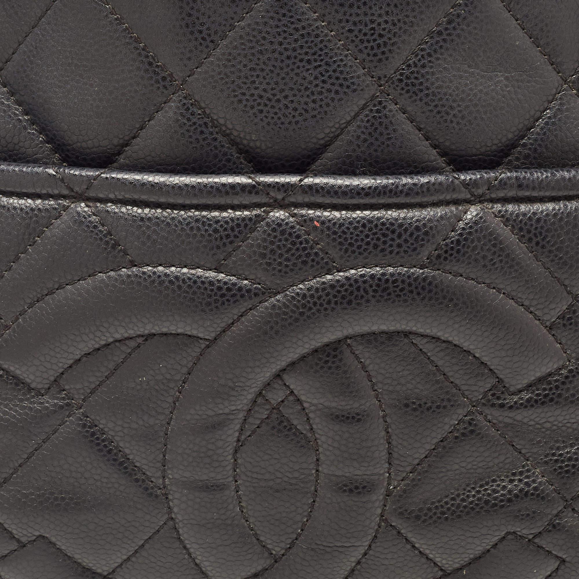 Chanel Black Quilted Caviar Leather CC Timeless Tote 10
