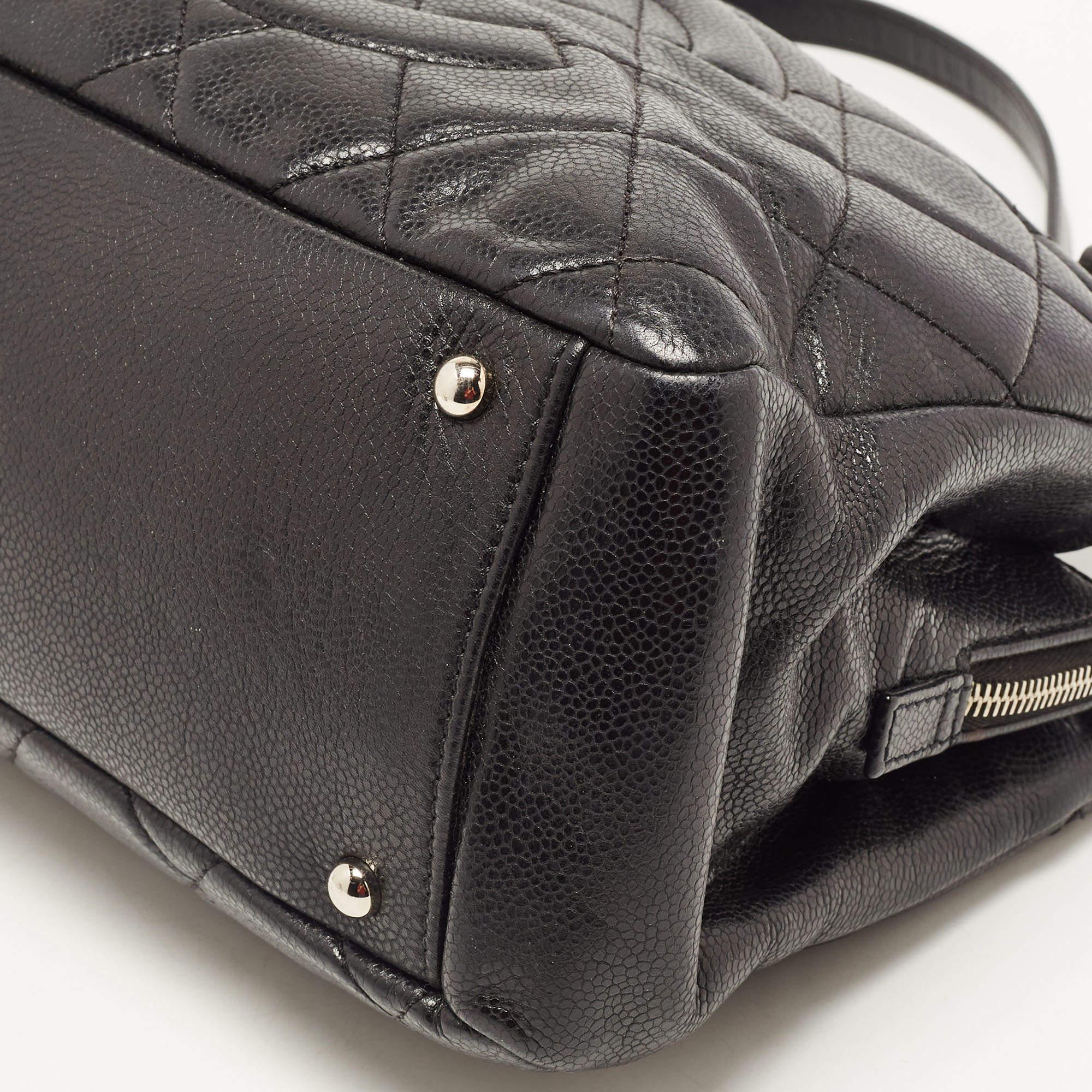 Chanel Black Quilted Caviar Leather CC Timeless Tote 11