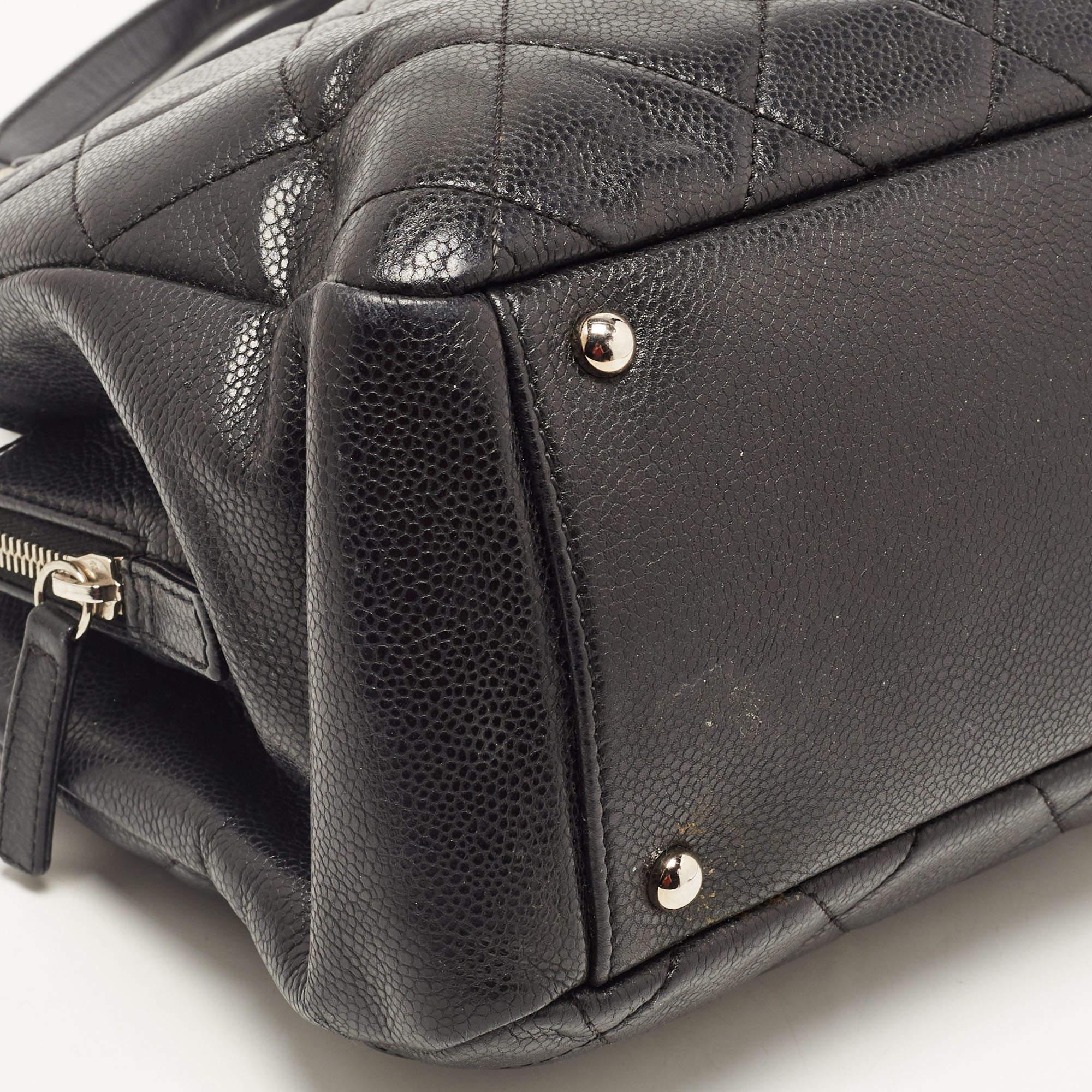 Chanel Black Quilted Caviar Leather CC Timeless Tote 12