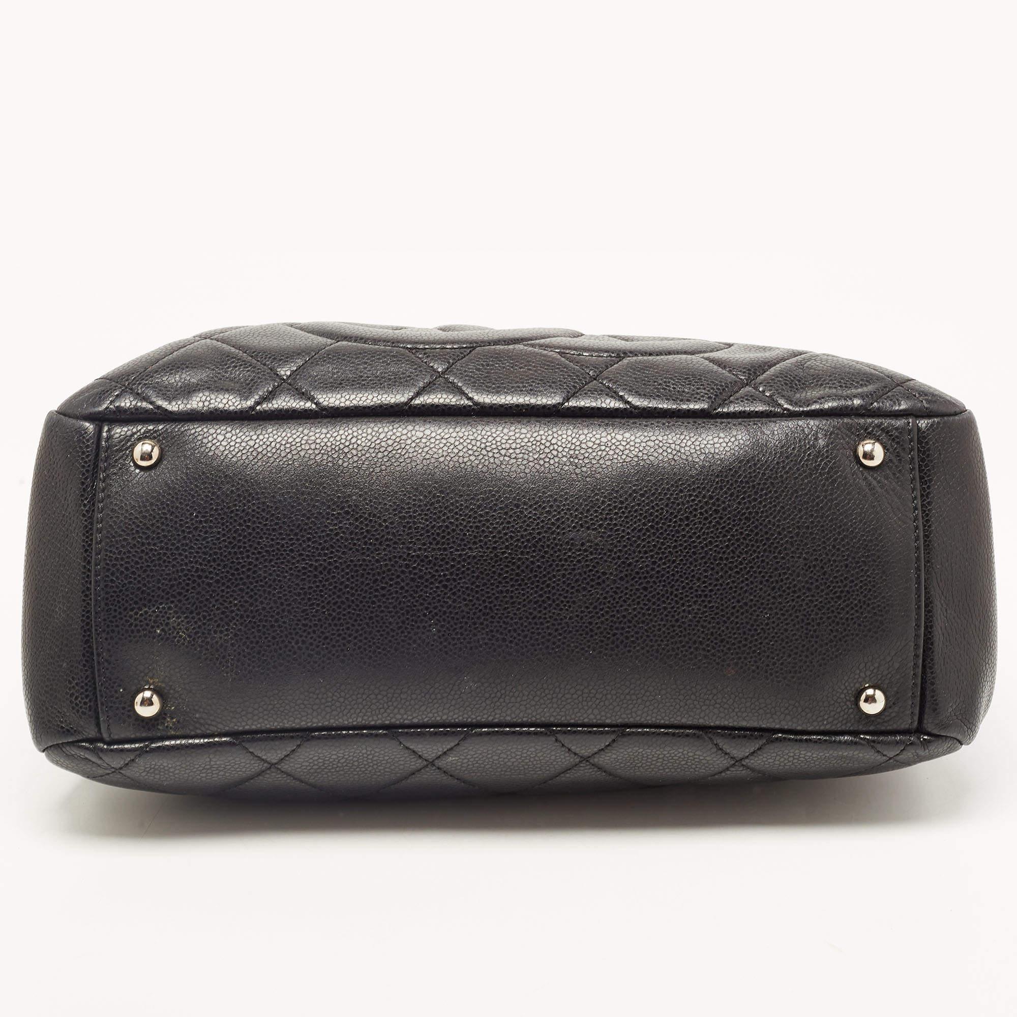 Chanel Black Quilted Caviar Leather CC Timeless Tote 1