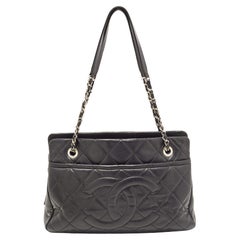Chanel Black Quilted Caviar Leather CC Timeless Tote