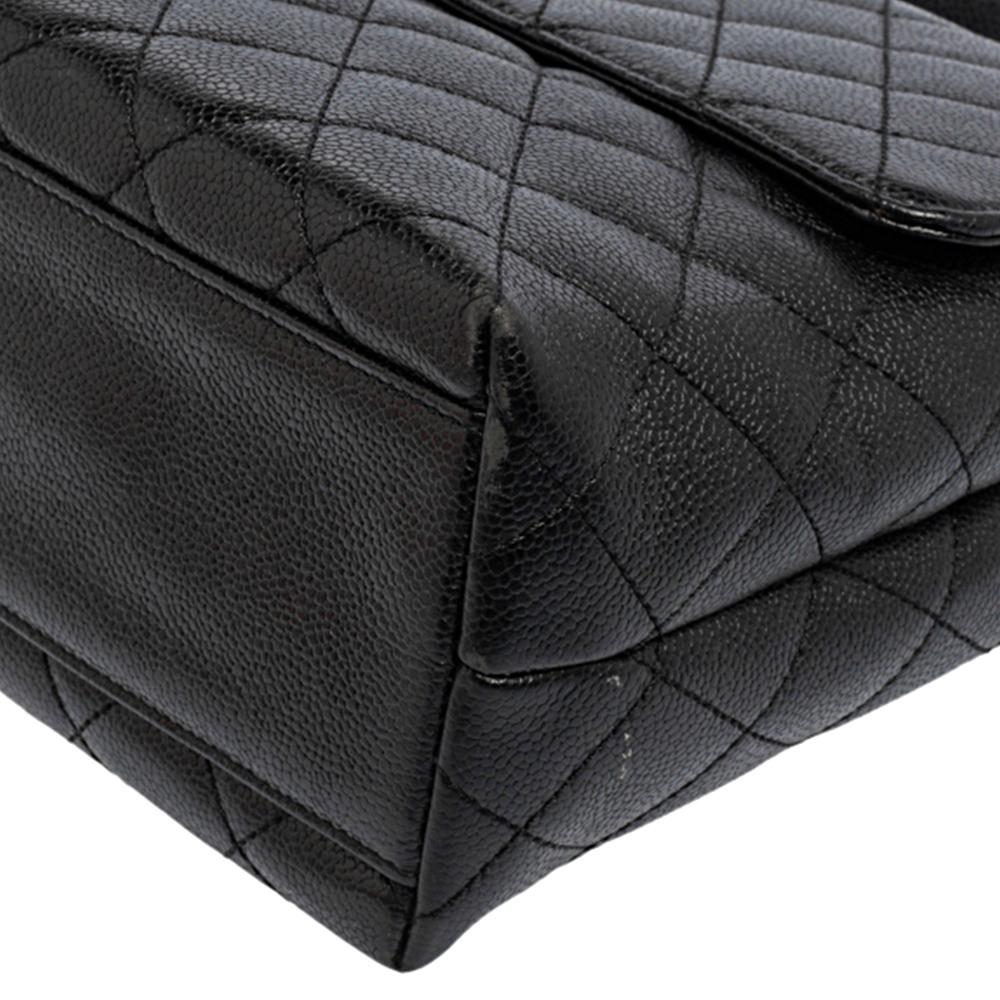 Chanel Black Quilted Caviar Leather CC Top Handle Bag 7