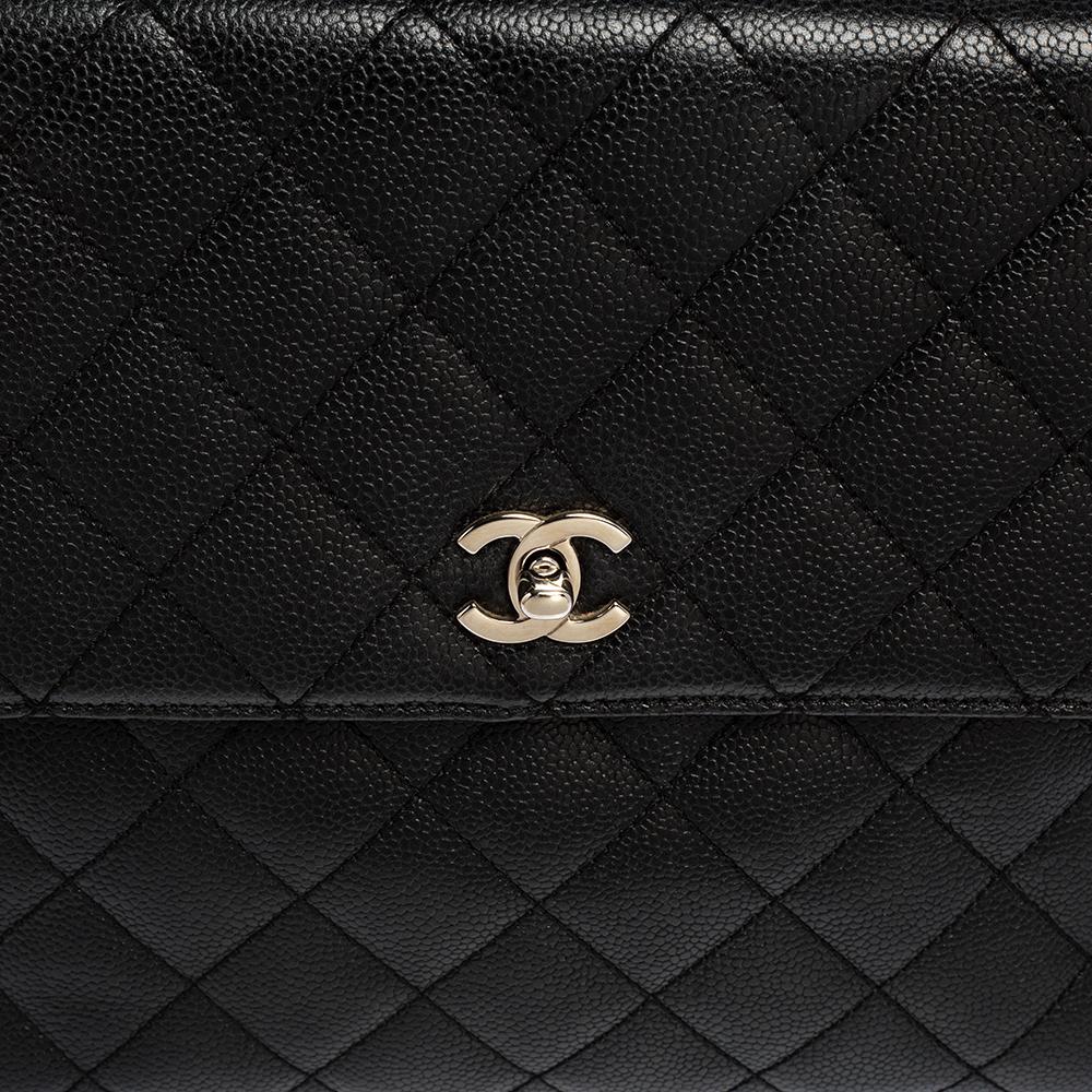 Chanel Black Quilted Caviar Leather CC Top Handle Bag 9