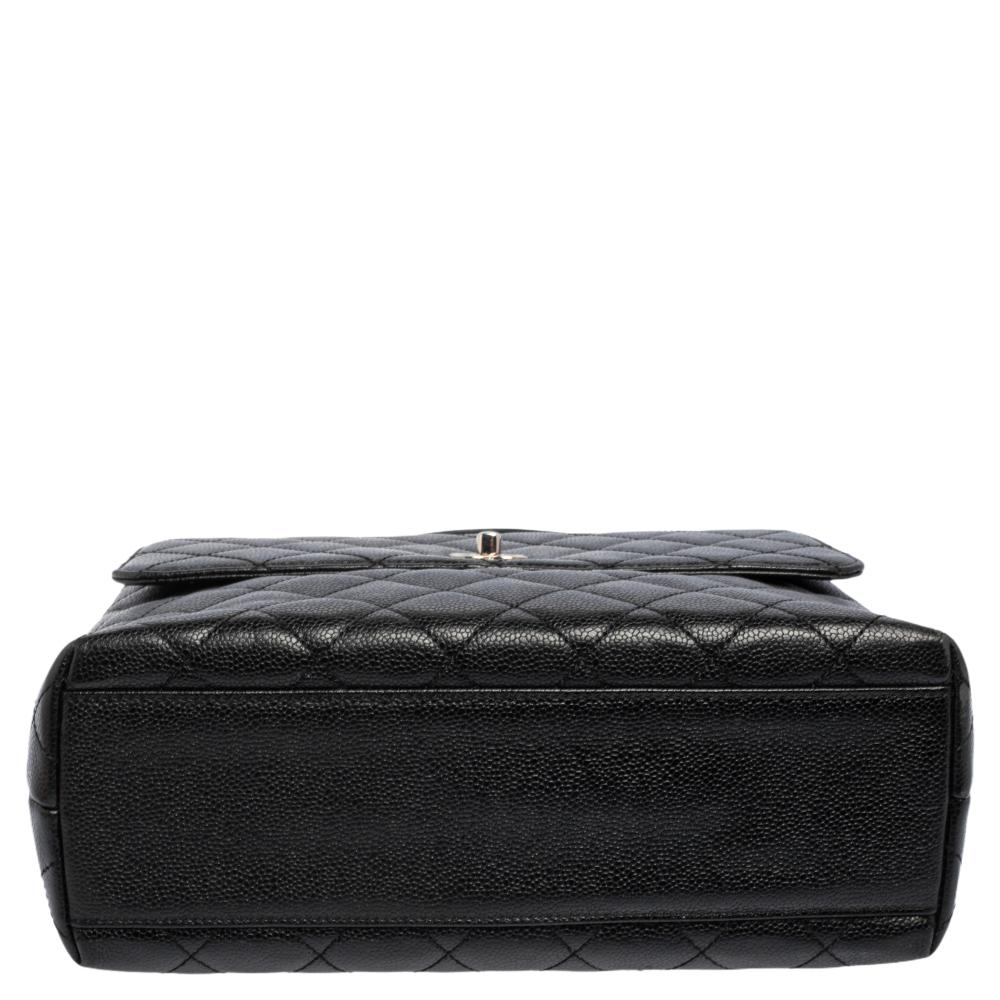 Chanel Black Quilted Caviar Leather CC Top Handle Bag 2