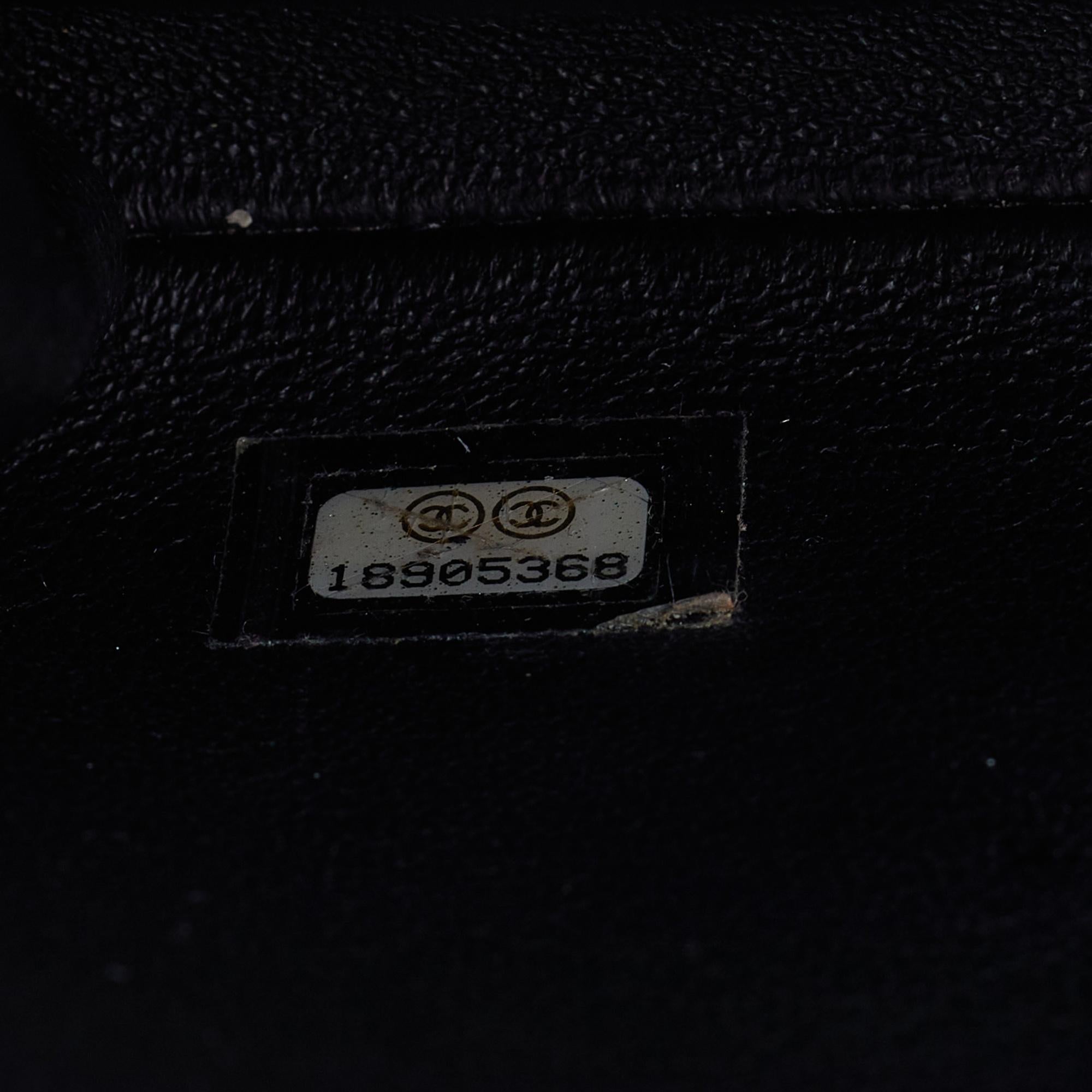 Chanel Black Quilted Caviar Leather Chain Flap Clutch Bag 5