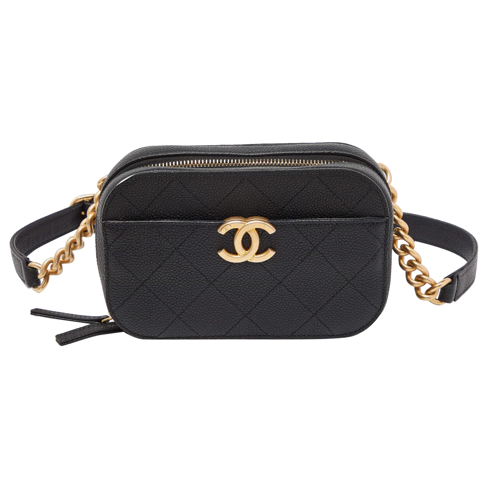 Chanel Black Quilted Caviar Leather Chic Affinity Belt Bag
