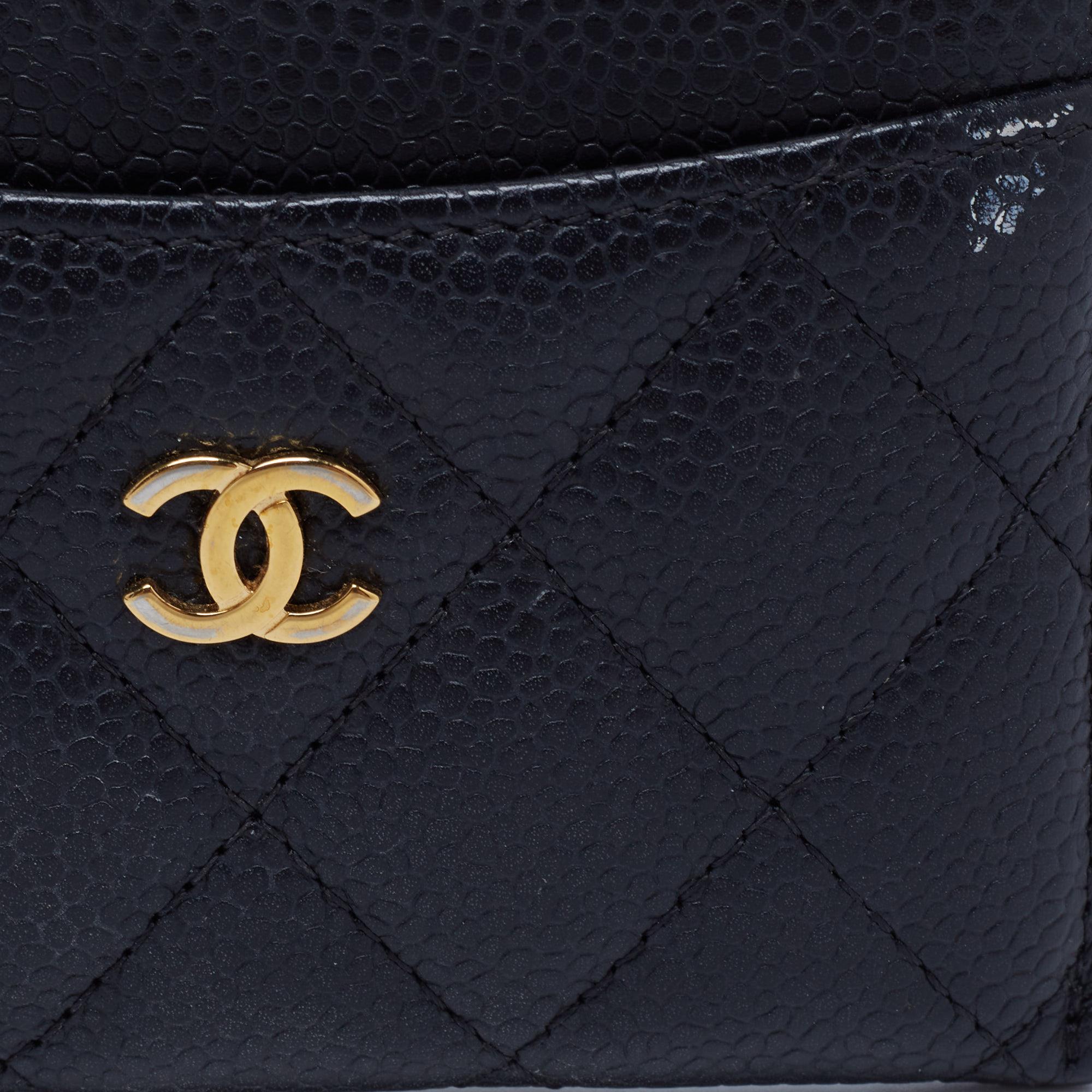 Chanel Black Quilted Caviar Leather Classic Card Holder 1