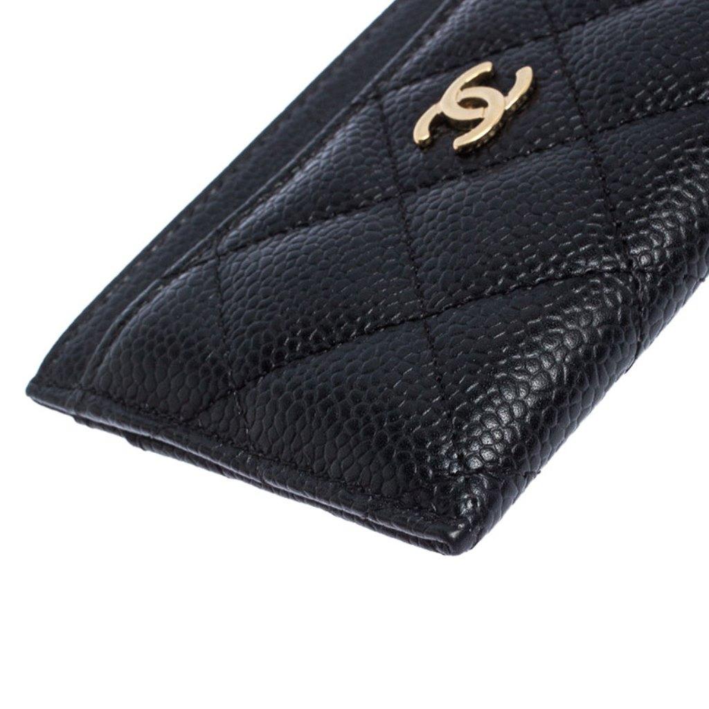 Chanel Black Quilted Caviar Leather Classic Card Holder 3