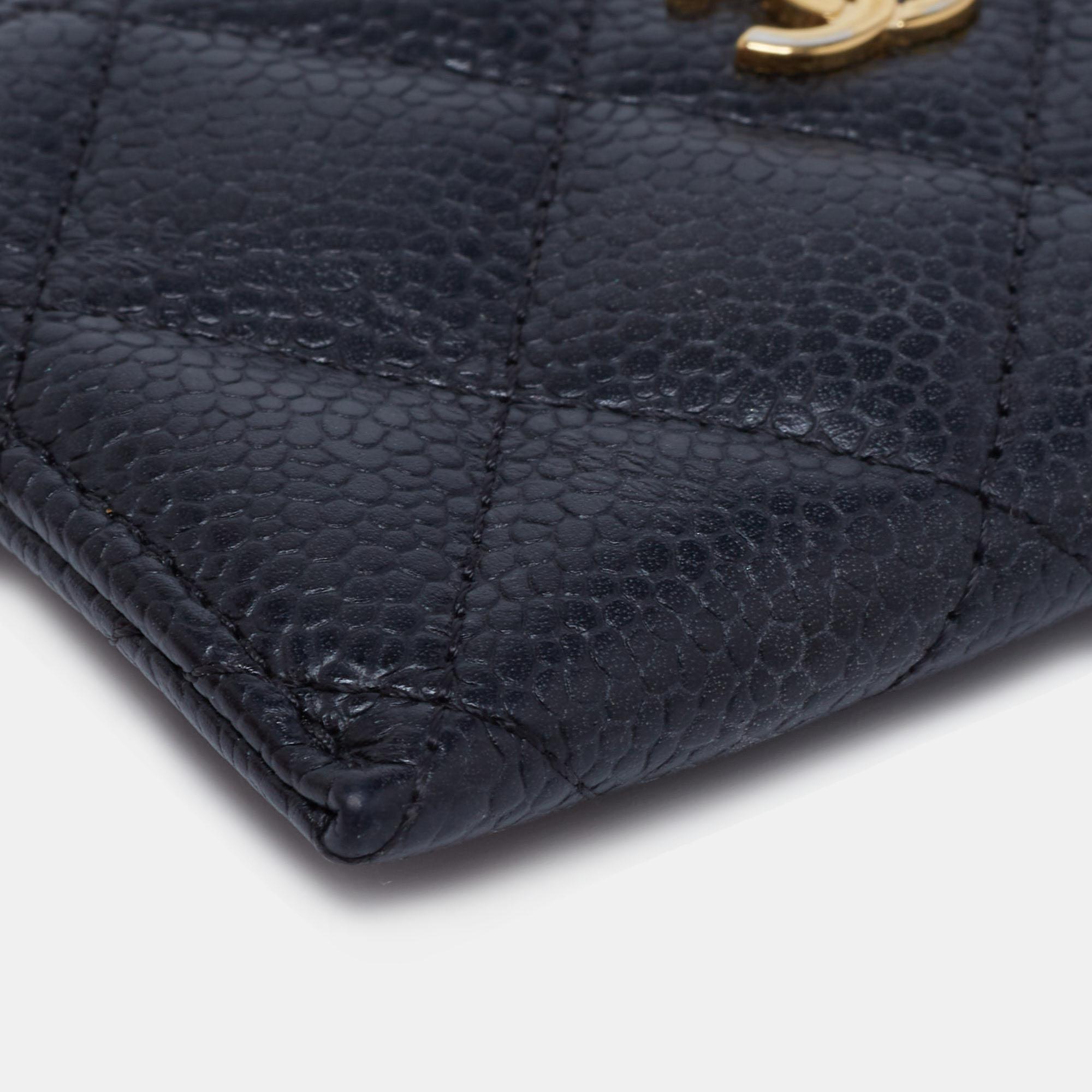 Chanel Black Quilted Caviar Leather Classic Card Holder 4