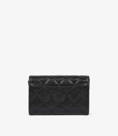Chanel  Black Quilted Caviar Leather Classic Flap Card Holder